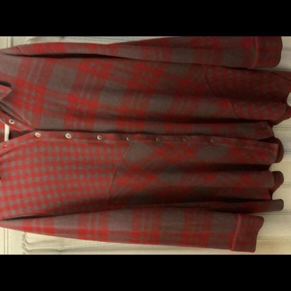 Soft Surroundings Red and Gray  Button up Plaid Tunic XL - Picture 4 of 8